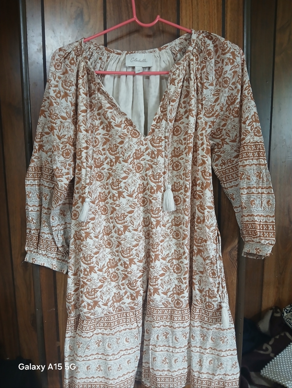 Cleobella Cream and Rust Floral Boho Tunic
